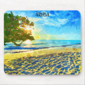 Minimal Aruba Caribbean Island Beach Landschaft Mousepad (Vorne)