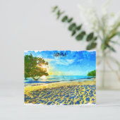 Minimal Aruba Caribbean Island Beach Landschaft Postkarte (Stehend Vorderseite)