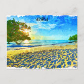 Minimal Aruba Caribbean Island Beach Landschaft Postkarte (Vorderseite)