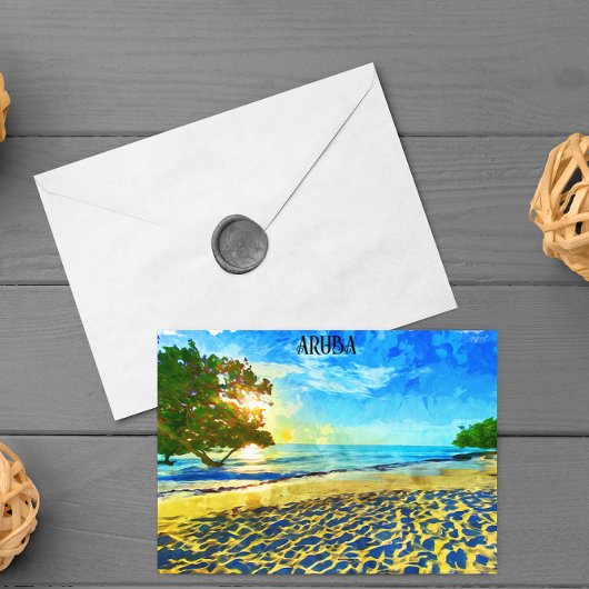 Minimal Aruba Caribbean Island Beach Landschaft Postkarte