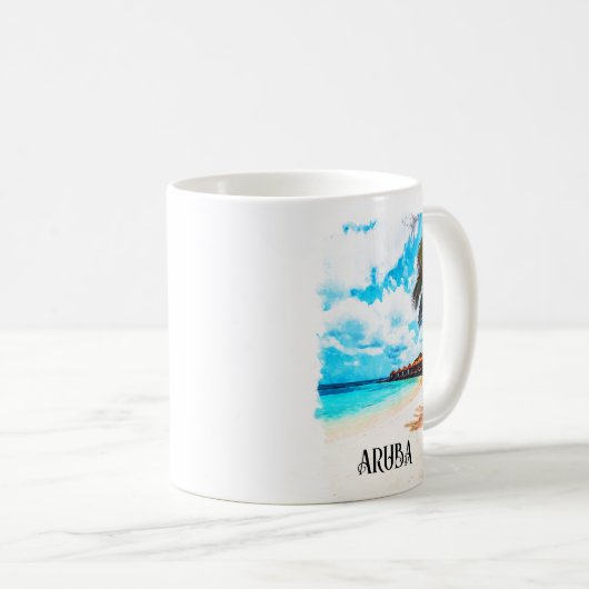 Minimal Aruba Karibik Urlaub Kaffeetasse (VorderseiteRechts)