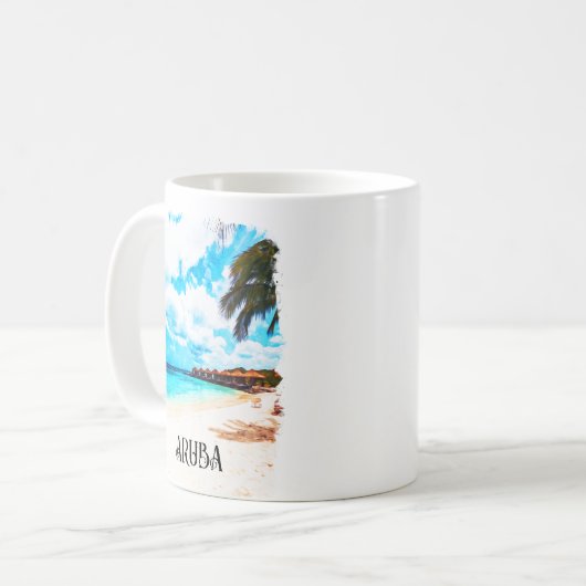 Minimal Aruba Karibik Urlaub Kaffeetasse (Vorderseite Links)