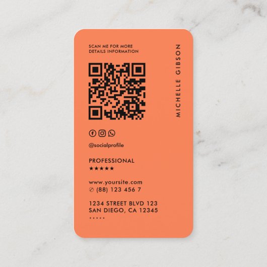 Minimal ästhetische Beruflich Coral Simple Visitenkarte (Rückseite)