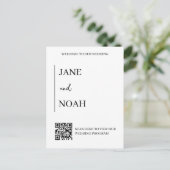 Minimal ästhetische Hochzeiten mit QR-Code Postkarte (Stehend Vorderseite)