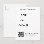 Minimal ästhetische Hochzeiten mit QR-Code Postkarte (Vorne/Hinten)