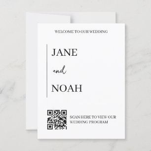 Minimal ästhetische Hochzeiten mit QR-Code Postkarte