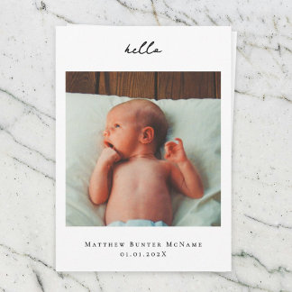 Minimal Baby Announcement Foto Card Karte
