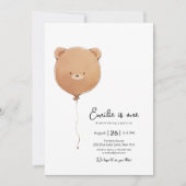 Minimal Baby Bear Balloon Geburtstag Einladung (Vorderseite)