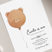 Minimal Baby Bear Balloon Geburtstag Einladung