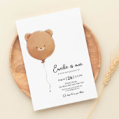 Minimal Baby Bear Balloon Geburtstag Einladung