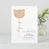 Minimal Baby Bear Balloon Save the Date Einladung (Stehend Vorderseite)