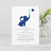 Minimal Baby Boy Dusche von Mail Blue Elephant Einladung (Stehend Vorderseite)