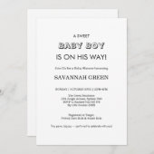 Minimal Baby Boy Shower Typography Design Einladung (Vorne/Hinten)