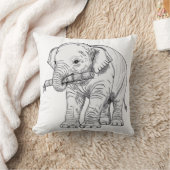 Minimal Baby Elephant Line Art Vector Illustration Kissen (Decke)