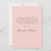 Minimal Baby Girl Dusche Retro Carriage Pink Gold Dankeskarte (Rückseite)