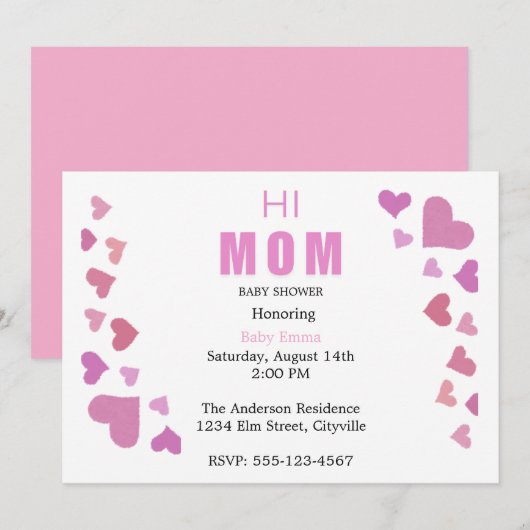 Minimal Baby Girl Shower Invitation Ankündigung (Vorne/Hinten)