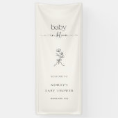 Minimal Baby in Bloom Baby Shower Vinyl Banner (Vertikal)