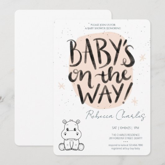 Minimal Baby Shower  Einladung (Vorne/Hinten)