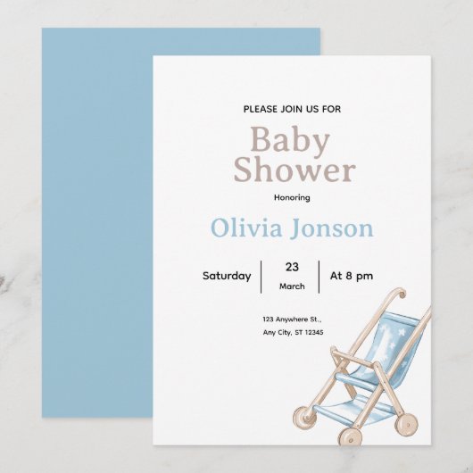 Minimal Baby Shower Invitation,ditable Baby card Einladung (Vorne/Hinten)
