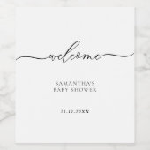 Minimal Baby Shower Script Letter Welcome Weinetikett (Einzelnes Label)
