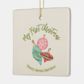 Minimal Baby's erstes Weihnachtsgeschlecht neutral Keramikornament (Links)