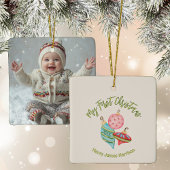 Minimal Baby's erstes Weihnachtsgeschlecht neutral Keramikornament