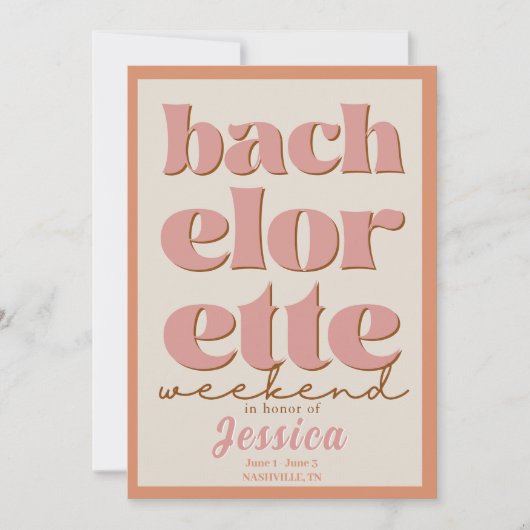 Minimal Bachelorette Wochenende Einladung (Vorderseite)