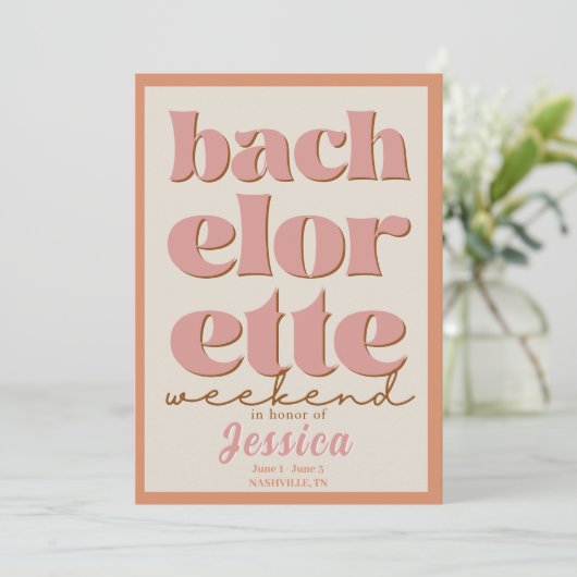 Minimal Bachelorette Wochenende Einladung (Stehend Vorderseite)