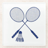 Minimal Badminton Rackets Shuttlecock Birdie Blue Glasuntersetzer (Vorderseite)