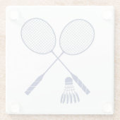 Minimal Badminton Rackets Shuttlecock Birdie Blue Glasuntersetzer (Rückseite)