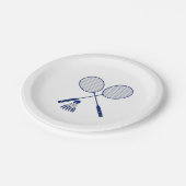 Minimal Badminton Rackets Shuttlecock Birdie Pappteller (Schrägansicht)