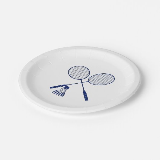 Minimal Badminton Rackets Shuttlecock Birdie Pappteller (Schrägansicht)