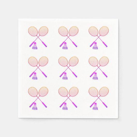 Minimal Badminton Rackets Shuttlecock Birdie Serviette (Vorderseite)