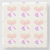 Minimal Badminton Rackets Shuttlecock Birdie Steinuntersetzer (Vorderseite)