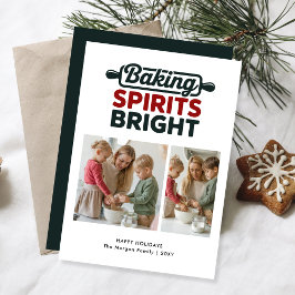Minimal Baking Spirits Bright Christmas Photo Card Feiertagskarte