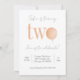 Minimal Balloon zweite Geburtstagseinladung Einladung