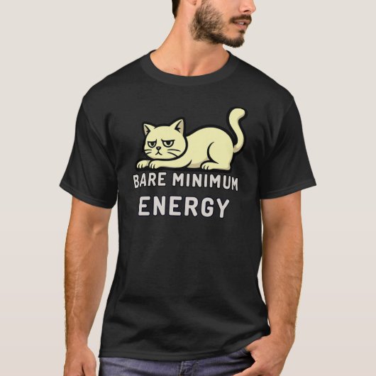 Minimal Bare Minimum Energy Cat Illustration T-Shirt (Vorderseite)