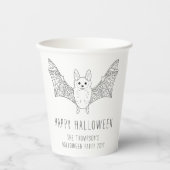 Minimal Bat Line Art Custom Halloween-Party Pappbecher (Vorderseite)