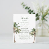 Minimal Beach Palm Trees Wedding Details Card Begleitkarte (Stehend Vorderseite)