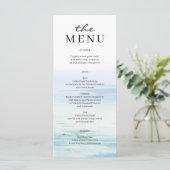 Minimal Beach Waves Wedding Menu Menükarte (Stehend Vorderseite)