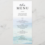 Minimal Beach Waves Wedding Menu Menükarte (Vorderseite)