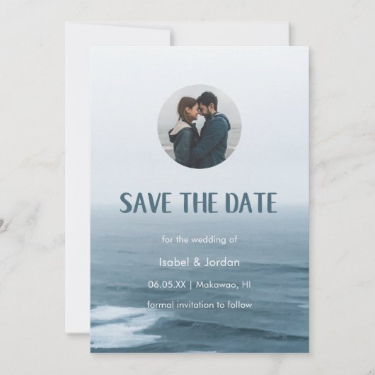 Minimal Beach Wedding Foto Save the Date (Vorderseite)
