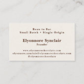 Minimal Bean to Bar Chocolate Maker  Visitenkarte (Rückseite)