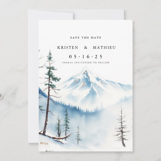 Minimal bearbeitbarer Berg Save The Date (Vorderseite)