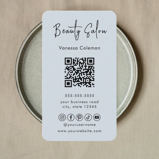 Minimal Beauty Hair Salon Pink Navy Business Card Visitenkarte