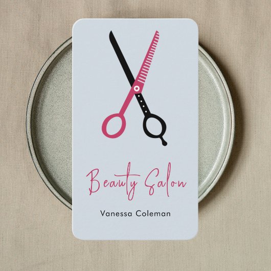 Minimal Beauty Hair Salon Pink Navy Business Card Visitenkarte