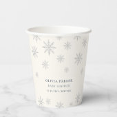 Minimal Beige Boho Winter Snowflake Babydusche Pappbecher (Rückseite)
