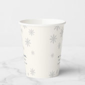 Minimal Beige Boho Winter Snowflake Babydusche Pappbecher (Links)