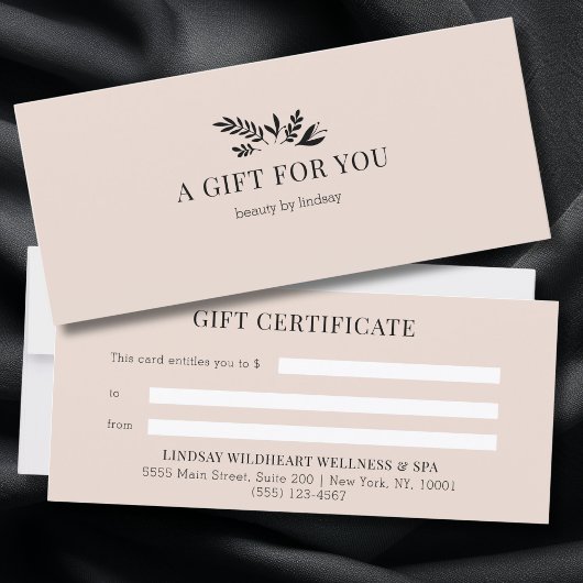 Minimal Beige Botanical Business Gift Certificates