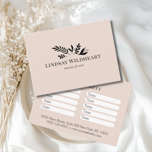 Minimal Beige Botanical Salon Appointment Terminkarte